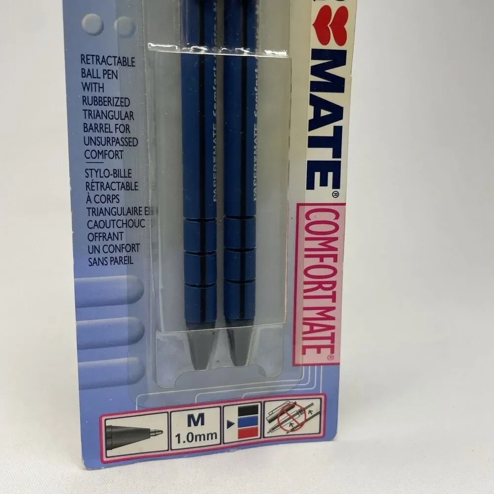 VTG 1999 Deadstock Papermate Comfort mate Lubriglide Pens 2 Pack RARE 1 MM Blue